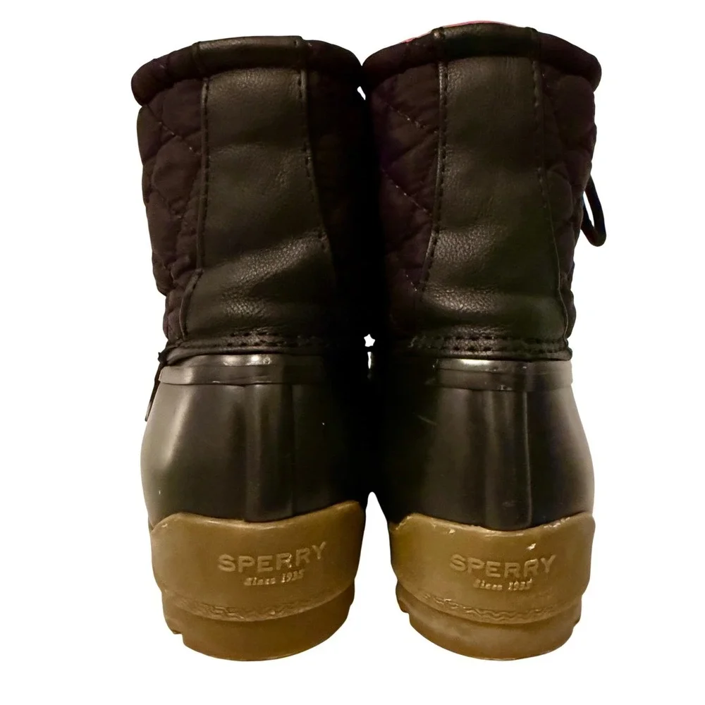Sperry Black Quilted Duck Boots Waterproof Port Shoes Coastal Non Slip Insulated